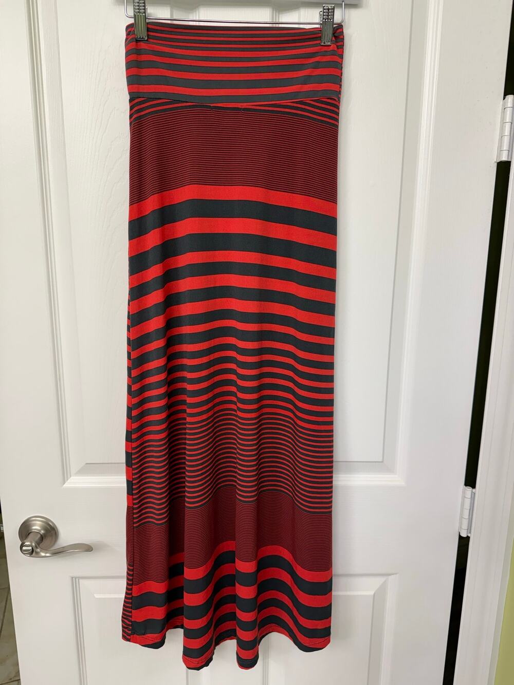 Charlotte Russe Small long maxi skirt red and charcoal grey